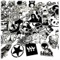 "Stickerbomb Set in Black and White" - 60 Piece Super Stack of Stickers!