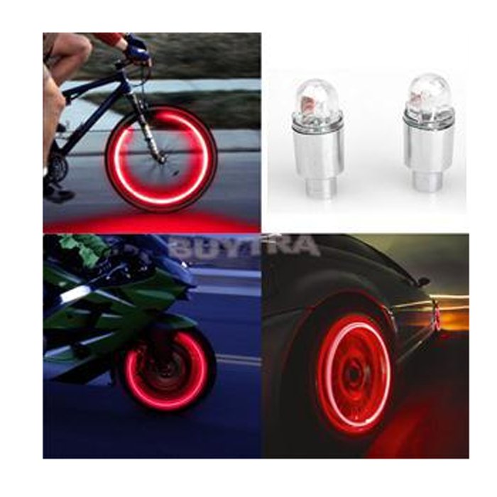 Premium LED Lights for Wheel Valve Caps Cars/Bikes 4 LIGHTS SET with