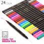 Tip Brush Fineliner And Dual Set 24 Marker Broad Color Pens Markers Rainbow Arts