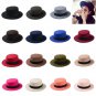 Flat Top Wool Boater Women Pork Pie Wide Hat Hats Men Brim Fedora S Sailor New