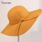Bowknot British Style Summer Hats Women Ladies Wave Wide Brim Woolen Cap Vintage