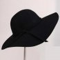 Bowknot British Style Summer Hats Women Ladies Wave Wide Brim Woolen Cap Vintage
