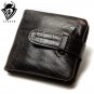 Vintage Casual Genuine Cowhide Wallet Oil Wax Leather Men Short Bifold Purse New