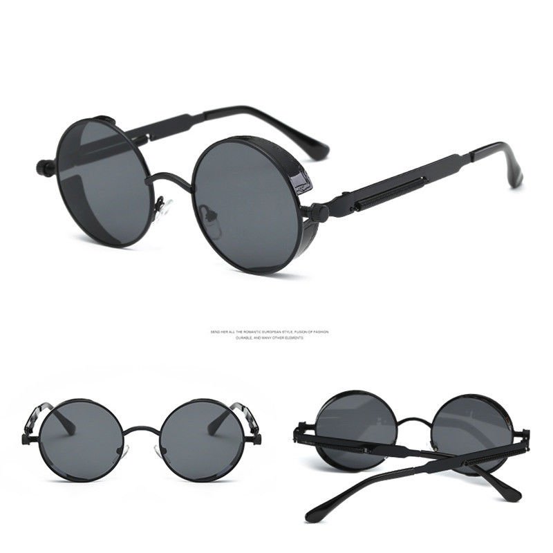 Steampunk Sunglasses Round Retro Vintage Lens Glasses Flip Up Cool Mirror Style