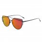 Cat Eye Sunglasses Flat Frame Lens Metal Women Large Mirror Fashion Twin Beams
