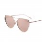 Cat Eye Sunglasses Flat Frame Lens Metal Women Large Mirror Fashion Twin Beams