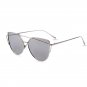 Cat Eye Sunglasses Flat Frame Lens Metal Women Large Mirror Fashion Twin Beams