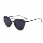 Cat Eye Sunglasses Flat Frame Lens Metal Women Large Mirror Fashion Twin Beams