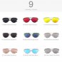 Cat Eye Sunglasses Flat Frame Lens Metal Women Large Mirror Fashion Twin Beams