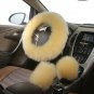 Car Plush Warm Steering Wheel Cover Wool Long Winter Charm Handbrake Accessory