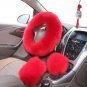 Car Plush Warm Steering Wheel Cover Wool Long Winter Charm Handbrake Accessory
