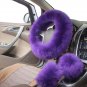 Car Plush Warm Steering Wheel Cover Wool Long Winter Charm Handbrake Accessory