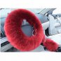 Car Plush Warm Steering Wheel Cover Wool Long Winter Charm Handbrake Accessory