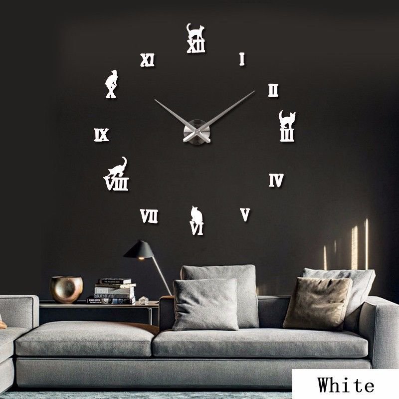Clock Wall Modern Large Diy Decor 3d Home Mirror Sticker Surface 12 Analog Gift