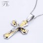Cross Necklace Silver Jesus Crucifix Stainless Steel Gold Pendant Chain Rope Men