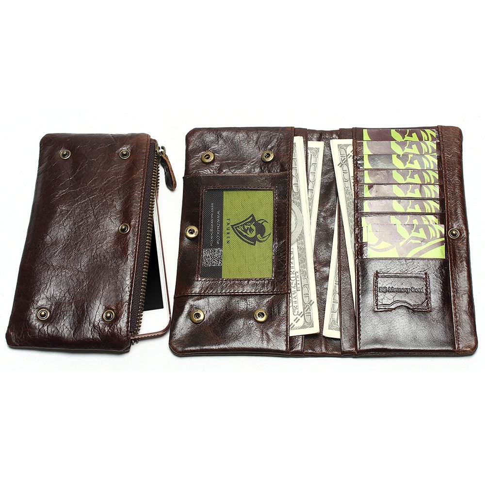 Genuine Leather Wallet Clutch Men Purse Card S Holder Id Vintage Long Retro New