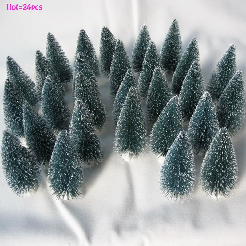 24 Mini Christmas Tree Xmas Party Ornaments Festival Decor Home Decoration Pine