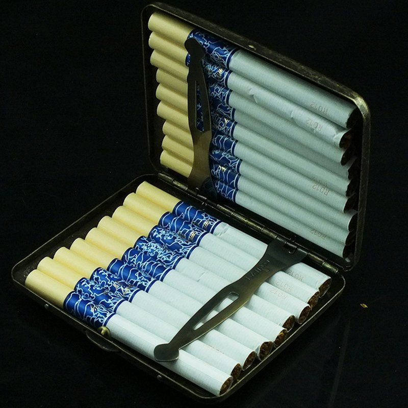 Cigarette Metal Case Vintage Holder Cigarettes Box Built High Quality Men T