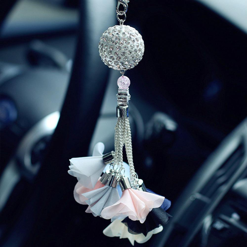 New Luxury Car Pendant Diamond Crystal Ball Charms Ornaments Hanging Decoration
