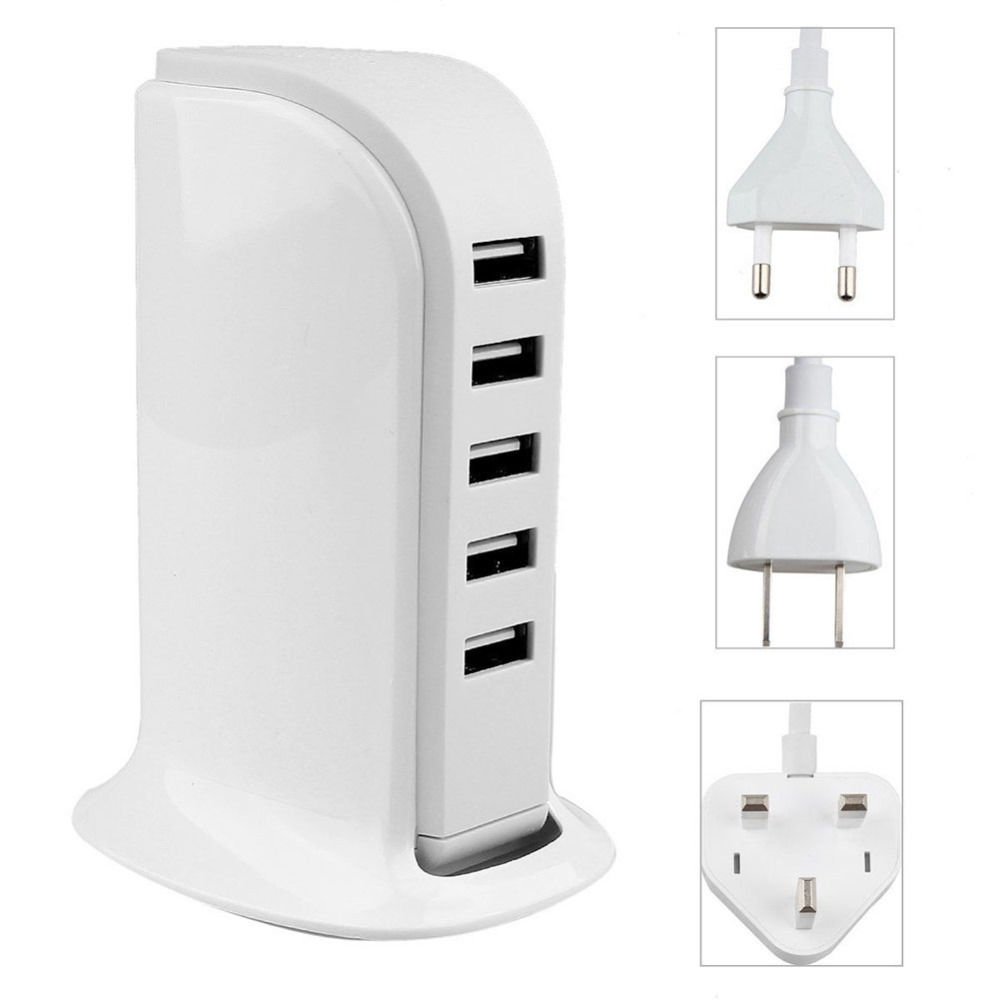 5 USB Port Charger Desktop Rapid Station Charging For Mobile Multi UK EU US Plug