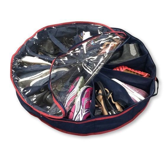 Shoe Go Around Organizer Space Saver 12 Shoes Under Bed Round Shape 360 Zipper