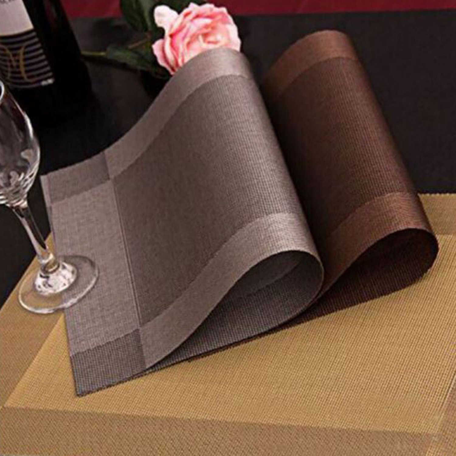 4 Pcs Placemat Dining Table Mat Coaster Table Cloth Pad Waterproof PVC fiber New