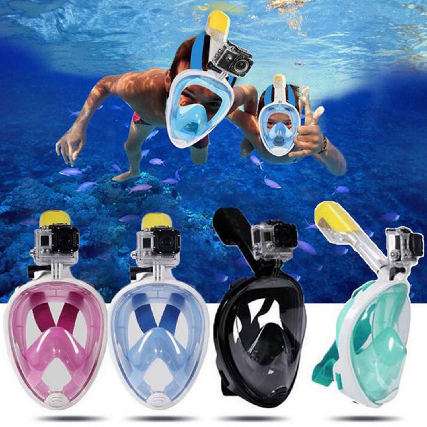 Snorkel Mask Foldable Greatever 180 Degree View Free Breathing Full Face Snorkel