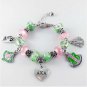 AKA Pink Green gold Charms Bracelet Alpha Kap Alpha Sorority gold Jewelry Gift