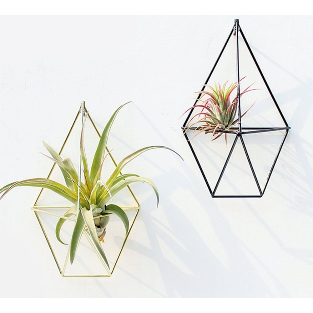 Hanging Planter Iron Vase Geometric Wall Decor Container Succulent Plant Art Pot