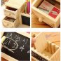 Wooden Pen Holder with Blackboard Desk Tidy Organizer Pen Pot Office Accessories