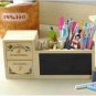 Wooden Pen Holder with Blackboard Desk Tidy Organizer Pen Pot Office Accessories