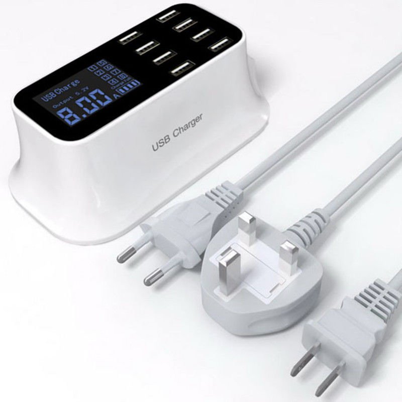 SMART 8-PORT USB CHARGER CHARGE FASTER AND SMARTER - LED DISPLAY - FREE SHIPPING