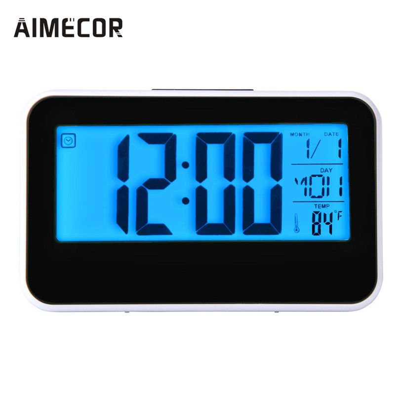 Digital Snooze Alarm Clock Backlight LED Table Clock Time Temperature Calendar