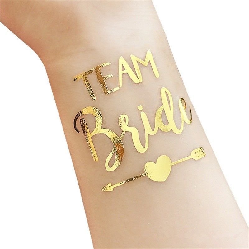 10Pcs Bride Team Gold Stickers Temporary Tattoo Sticker Wedding Decoration Party