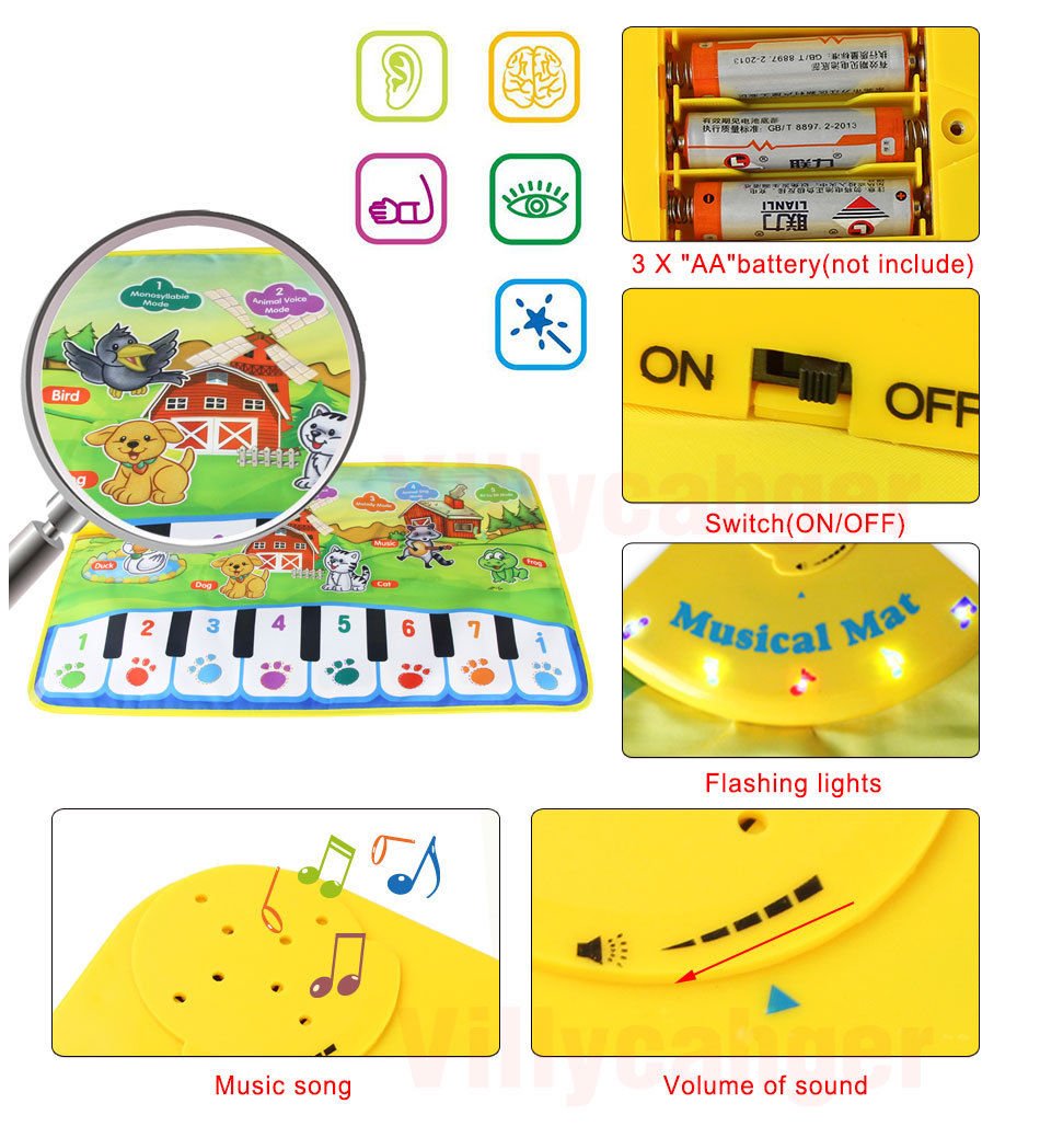 Adorable Piano Music Carpet for Kids - 37x60 cm - Multicolor - Free Shipping !!!