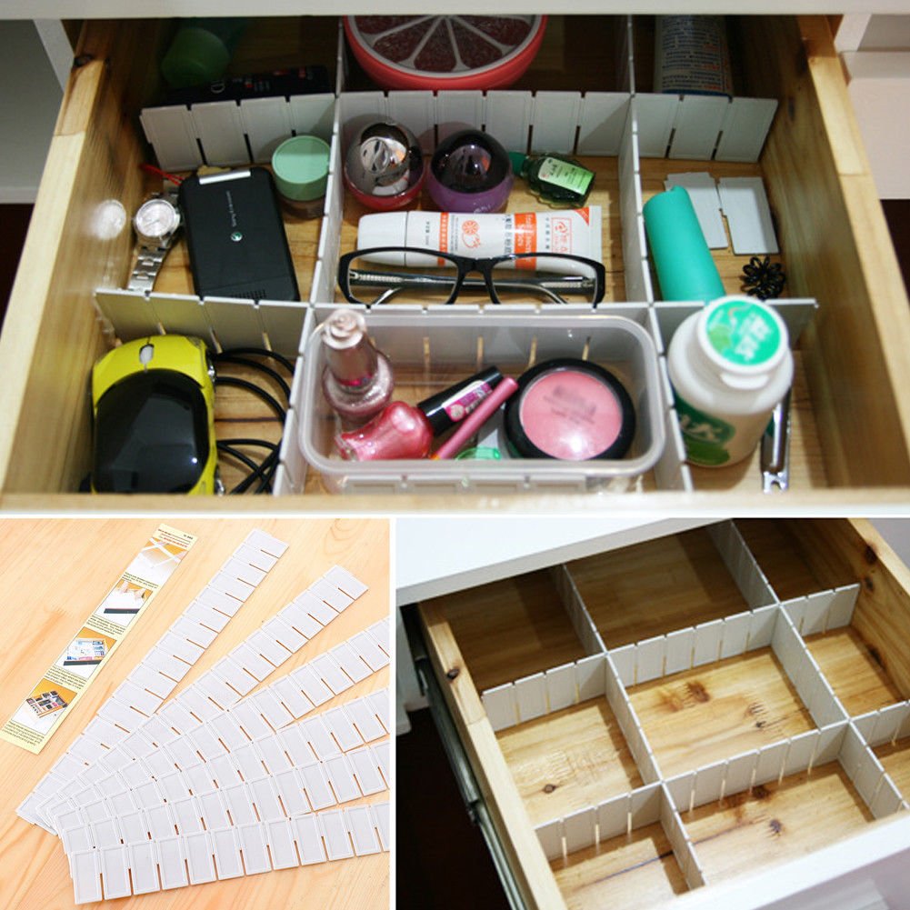 6Pcs/set Adjustable Wardrobe Drawer Divider Storage Clapboard For Ties Socks