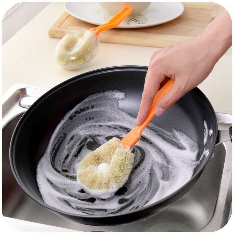 Home cleaning hemp fiber non-stick skillet brush for cleaning pad,microwave,bowl