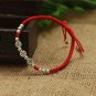 925 Sterling Silver Small Bell Pendant Lucky Red Rope Shambala Bracelet Handmade
