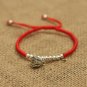 925 Sterling Silver Lotus Seedpod Pendant Lucky Red Rope Shamballa Bracelet