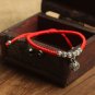 S925 Sterling Silver Pendant Bell Lucky Red Rope Shambala Bracelet Handmade