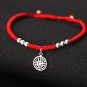 S925 Sterling Silver Pendant Lucky Shambala Bracelet Handmade Red Rope Bangle