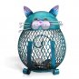 Blue Cat Bank Shaped Piggy Bank Metal Coin Bank Money Box Figurines Saving Money