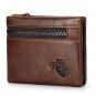 Vintage Genuine Leather 11 Card Slots Coin Bag Trifold Wallet For Men