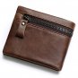 Vintage Genuine Leather 11 Card Slots Coin Bag Trifold Wallet For Men