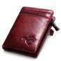 Vintage Genuine Leather 11 Card Slots Coin Bag Trifold Wallet For Men