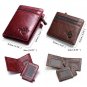 Vintage Genuine Leather 11 Card Slots Coin Bag Trifold Wallet For Men