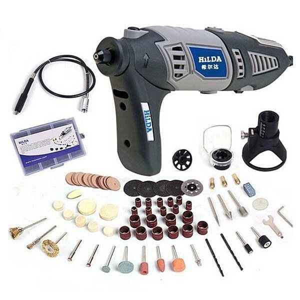 220V 170W Variable Rotary Tool Electric Mini Drill with Flexible Shaft and 91pcs