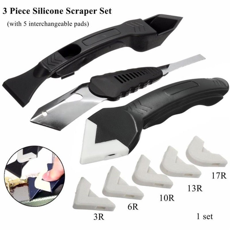 3pcs set Silicone Scraper Caulking Grouting Tool Sealant Finishing Cleaning Kit