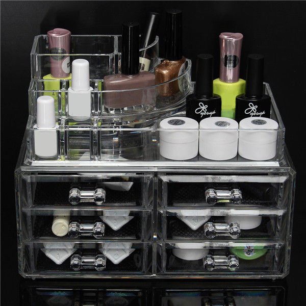 6 Drawer Clear Acrylic Make Up Organizer Drawers Cosmetic Display Holder Case St