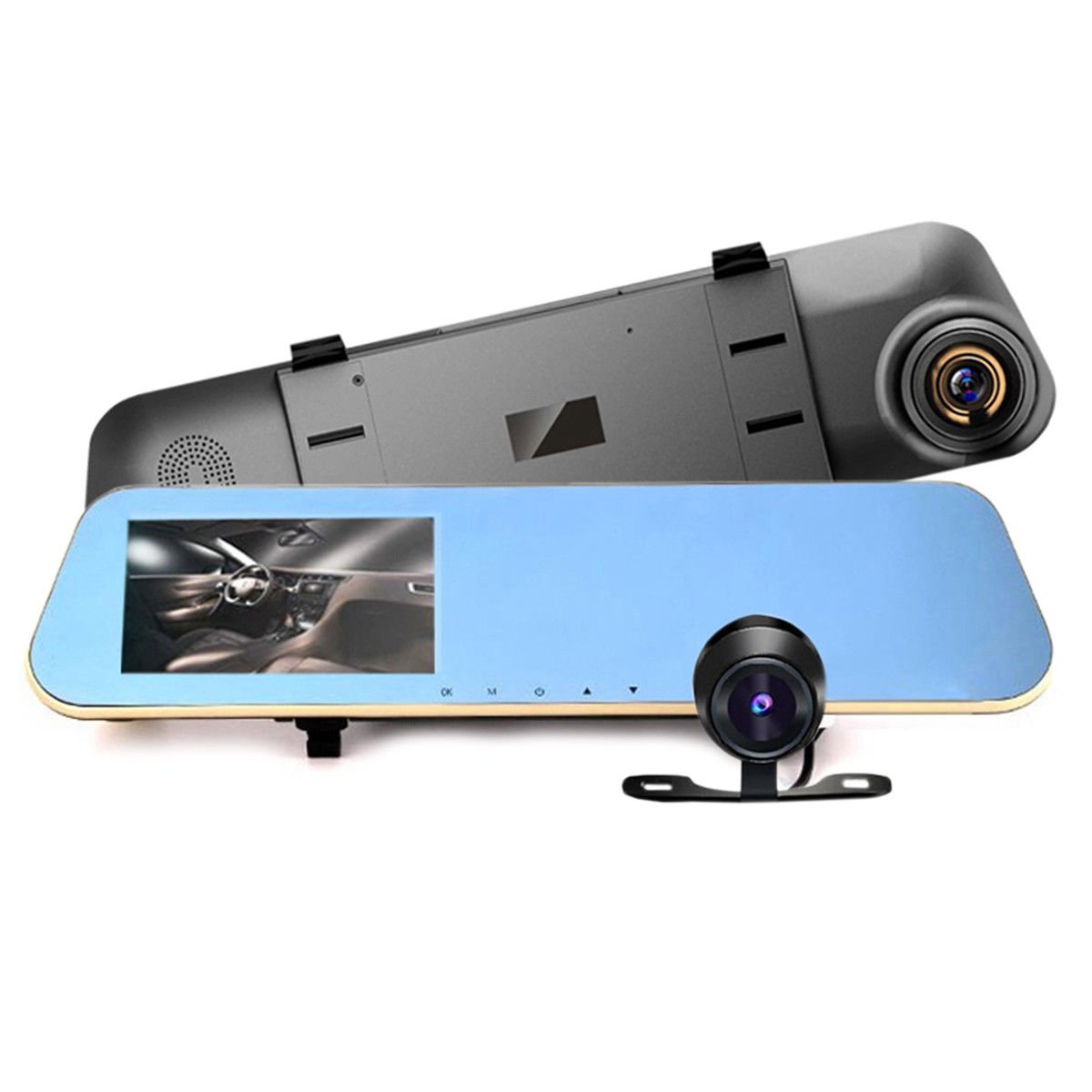 4.3" HD 1080P Car DVR Mirror Camera Rear View Dual Lens Night Vision Loop Video